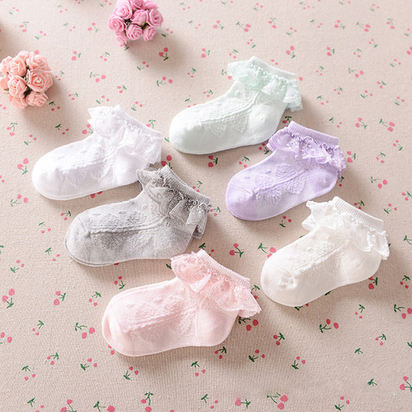 2018 New Arrival Candy Color Lace Ripple Baby Girl Kids Princess Socks 6 Colors Summer Socks For Newborns Children Socks 6 Pairs/Lot