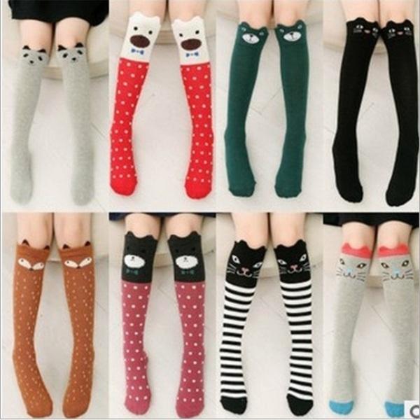 Wholesale Unisex Cartoon Animal Cartoon Bear Cat Fox Knee High Leggings Baby Chevron Leg Warmers Cotton knee socks