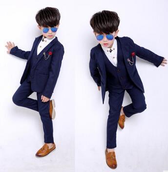 Children's Suit Sets Fashion Kids Wedding Full dress Boys 3pcs Suits European Style Fashion Shirt+Vest +pants Suits Kids Party Formal Suit