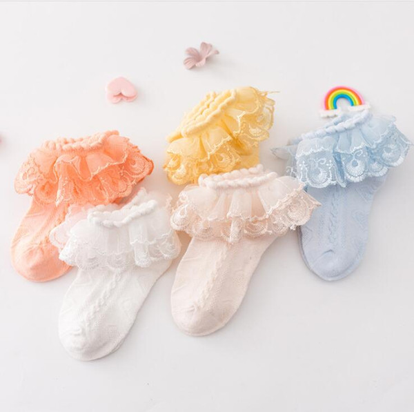 Girl Lace Socks 2019 Summer breathable princess short socks Princess Cotton Dancing falbala ship children socks