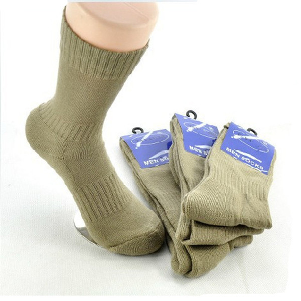 Mens Anti Bacteria Outdoor Sports Socks Army Socks Army Pile Towel Performance Hiking Socks Brown Black color K019