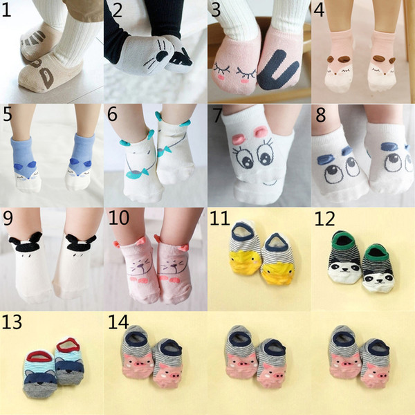 14 Style 2019 Baby fox Short cotton socks 0-4Years Boys girls cotton cartoon lovely fox rabbit panda stripe Animal Prints socks B