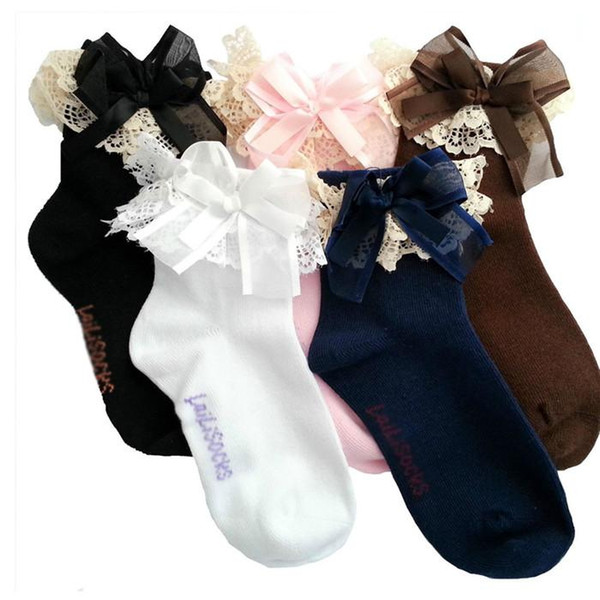 Hot Sales Sweet Baby Kids Princess Girl Ankle Socks Sox Polyester Cotton Vintage Lace Ruffle Frilly