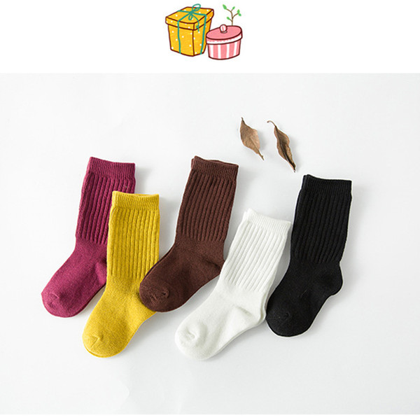 Baby Girls Socks Soft Cotton Children's Socks Kawaii Solid Color Girls Boys Long Socks for 1-10 Year Old Solid Color Warm Kids Stockings