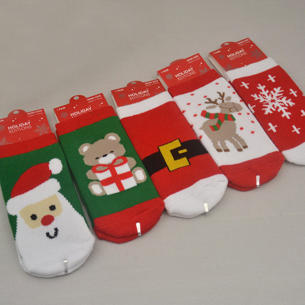 1-3 years old Cotton Spring Winter Autumn Baby Girls Boys Kids Socks Children Striped Terry Snowflake Elk Santa Claus Christmas Bear