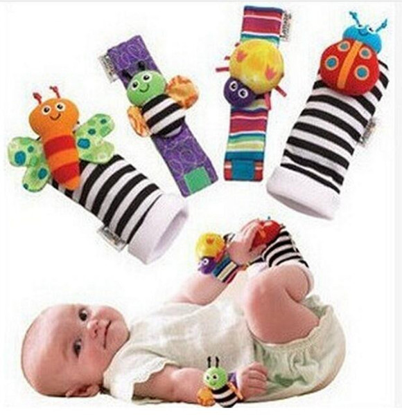 Baby Rattle Socks Infant Foot Finders Baby Handbells Hot Infant Toys Cartoon Animals Rattle Wristbands for Baby Rattle Foot Socks