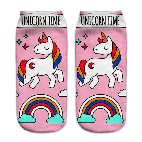 Lovely 3D Printed Unicorn Socks Unicorn Pattern Ankle Socks for Men Women Teenager Low Cartoon Cute Ankle Sock Funny Ankle Cotton Socks