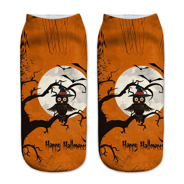 New Halloween pattern socks 3d printed women's short socks boat socks men women animal cat pumpkin sock