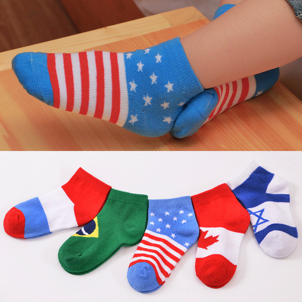 Cute Baby Flag Print Socks Cotton Sock For Infant Toddlers Children Soft Ankle Slipper Socks Gift