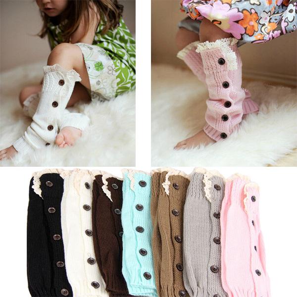 Girls Knitted Leg Warmer legwarmers Socks Button Crochet Knit Boot Covers Leggings Toppers Cuffs For Little Girls Baby