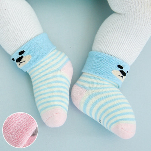 KiDaDndy baby socks 3 pairs of bags sold autumn and winter cotton padded flip-flops socks baby LCH107