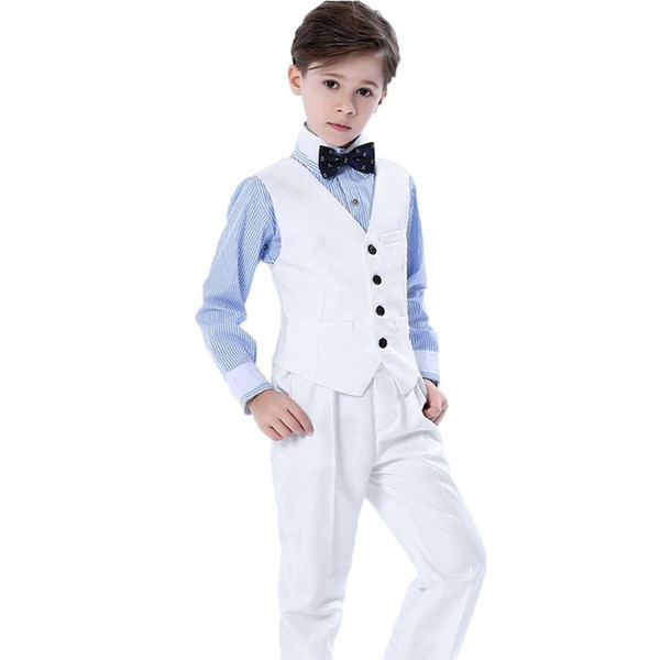 Brand Wedding Flower Boys Formal School Performance Suits Birthday Dress Vest Shirt Pants Bowtie 4Pcs ceremony Costumes