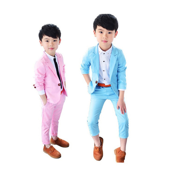 Boys Formal School Suits for Weddings Brand Kids Party Tuxedos Boys Gentlemen Birthday Dress Blazer Pants 2PCS Costume N70