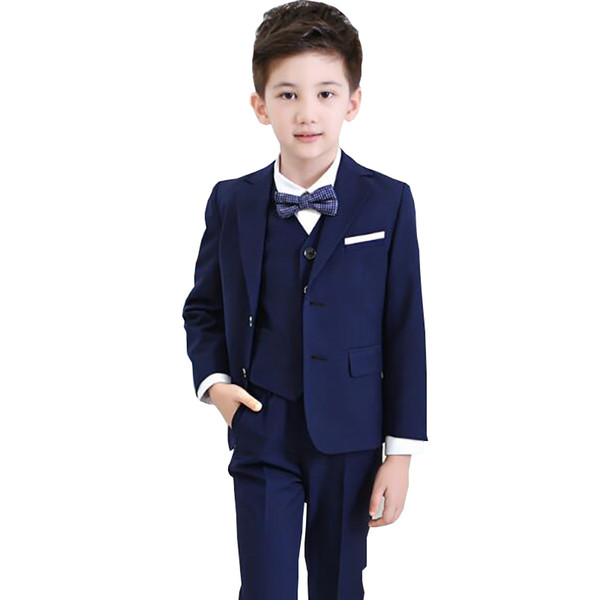 2019 New Boy Suits Kids Boys Formal Suits Blazers Sets 4Pcs(coat+pants+shirt+bow Tie) Children Gentleman Child Ceremony