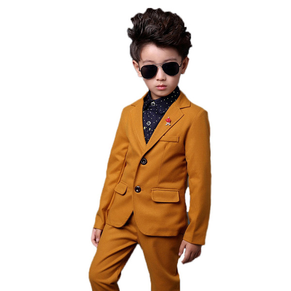 Flower Boys Formal Suits Wedding Birthday Party Jackets Pants 2Pcs Gentleman Kids Children Tuxedo Blazer Costumes Clothes N23