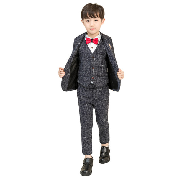 2019 Flower Boys Formal Evening Blazer Suit Kids Jacket Vest Pants 3Pcs Clothing Set Children Wedding Birthday Tuxedo Costume