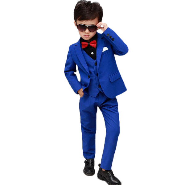 Flowers Boys Formal Suit Wedding campus student Dress Gentleman Kids Jacket Vest Pants Bowtie 4Pcs ceremony Costumes