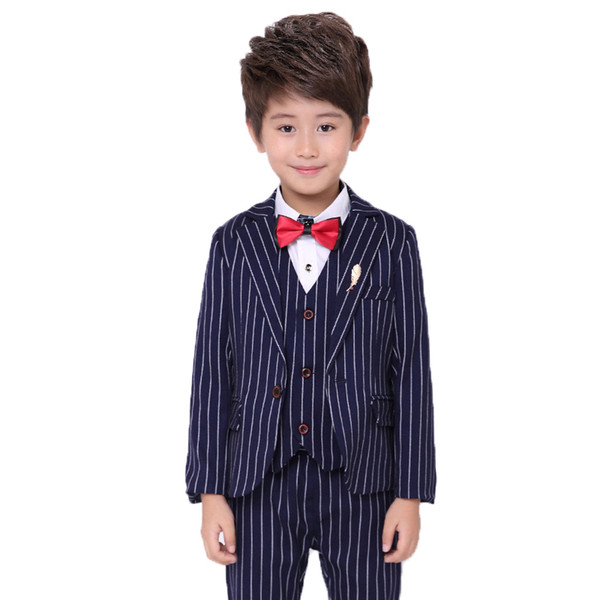 2018 Kids Wedding Blazer Suit New 3PCS Jacket+Vest+Pants Flower Boys Formal Tuxedos School Suit Kids Spring Clothing Set N57