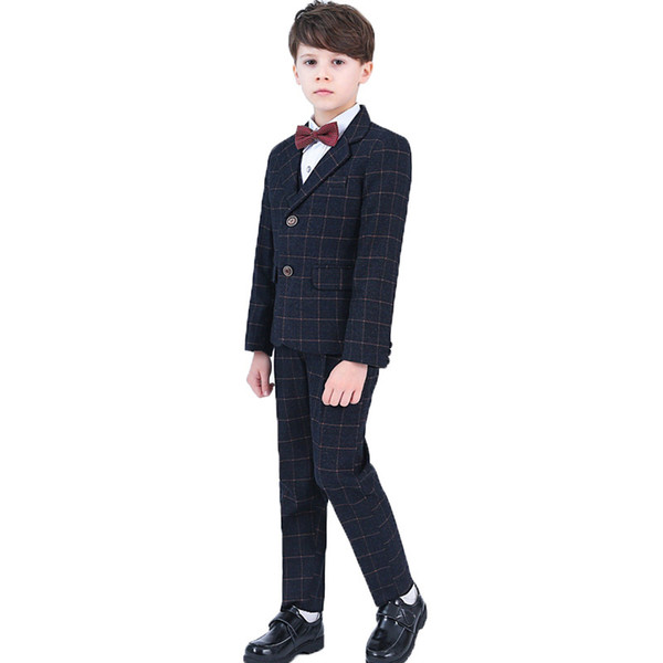 Weddings Suits For Boys Kids Prom Costume Blazers Pants Shirt Tie 4pcs Set Children birthday party tuxedos suits Clothing Sets