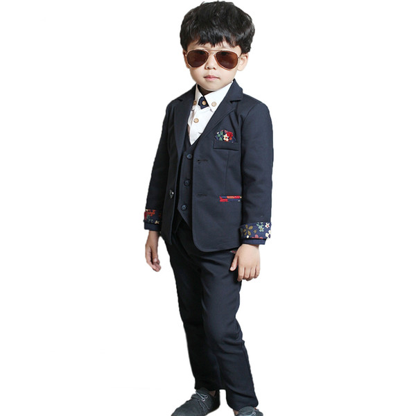 Brand Boys Wedding Suit European Flower Boys Blazer Jacket Suit Children Formal Dress Performance Suit Kids Tuxedos Costume N43