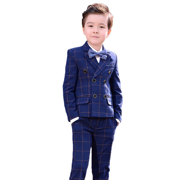 2018 Boys Wedding suits flower boys clothing sets children formal suits Blazer Shirt Pants Tie 4Pcs boys piano party clothes N74