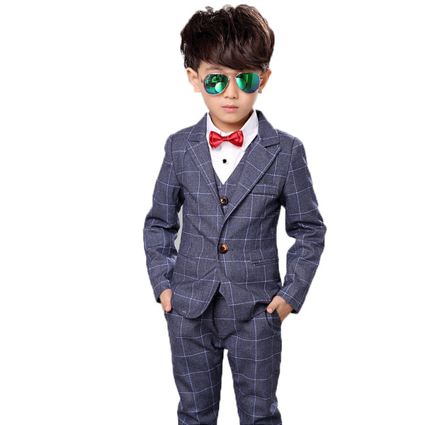 Boys Blazer Formal Dress Wedding Suit Vest+Coat+Pants 3Pcs Brand Children School Suit Party Tuxedos Performance Wear N61