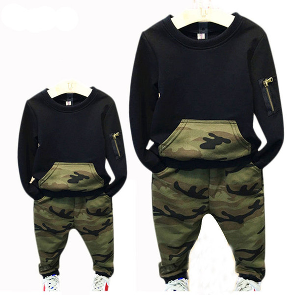 Boys Girls Clothing Sets Baby Spring Sports Shirt + Pants Kids 2PCS Camouflage Children Costume Tracksuit For Boys C55