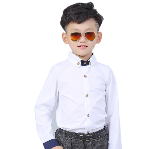 Boys White Shirts Spring Kids Wedding Shirt Long Sleeve Kids Clothes Teenage School Casual Boys Formal Party Blouses Shirt N8