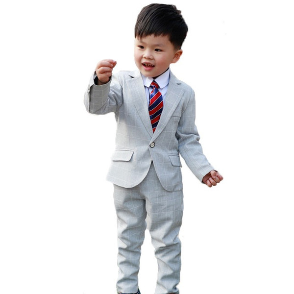 Boys Formal Wedding Blazer Pants 2pcs Sets Children Palid Fashion Party Performance Costume Kids Show Dress Flower Boys Suits