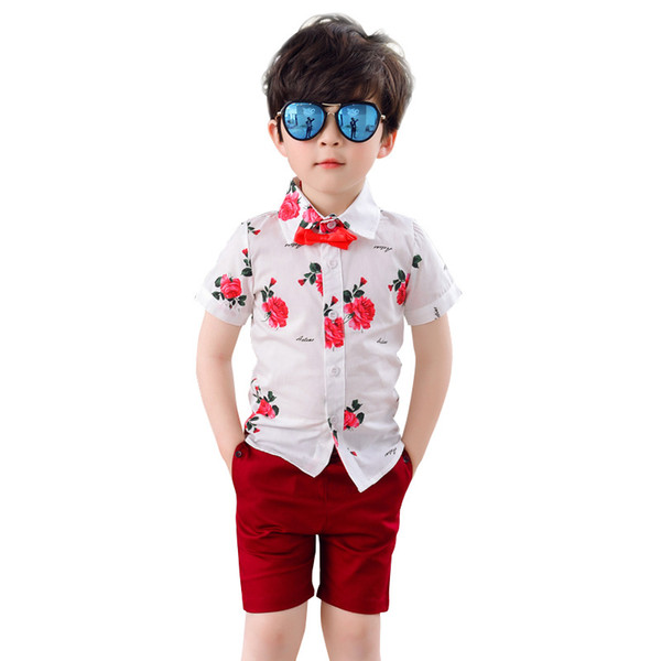 Fashion Flower Print Suits for Boys 2019 Summer Casual 2pcs Boys Blazer Suits Boy Suits Formal Infantil Menino