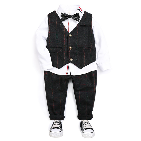 Fashion Kid Boy 2pcs set Gentleman Clothes Tops Vest leisure clothing sets formal clothing Suit Blazers Outfits Set