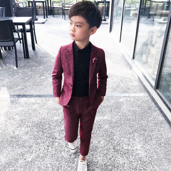 Kids Blazer Baby Boys Suit Jackets Spring Cotton Coat Pants 2 Piece Boy Suits Formal For Wedding Chlidren Clothing