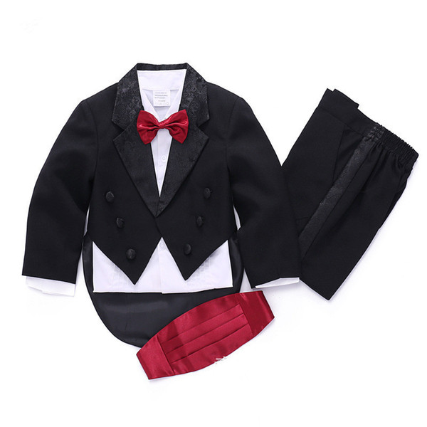 Kids/Children Black/White Formal Boys Wedding/Tuxedo Suits boy Blazer Suit Mariages/Perform Dress Costume Baby Boy Baptism Gown