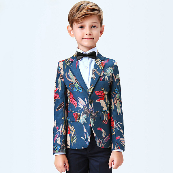 green leaf suit printing Boys Suit For Weddings Vestiti Bambina Cerimonia Costume Enfant Garcon Mariage Terno Infantil