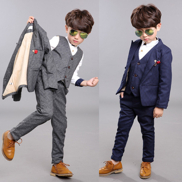 New Children Suit Baby Boys Suits Kids Blazer Boys Formal Suit For Weddings Boys Clothes Set Jackets+Vest+Pants 3pcs 2-14Yv