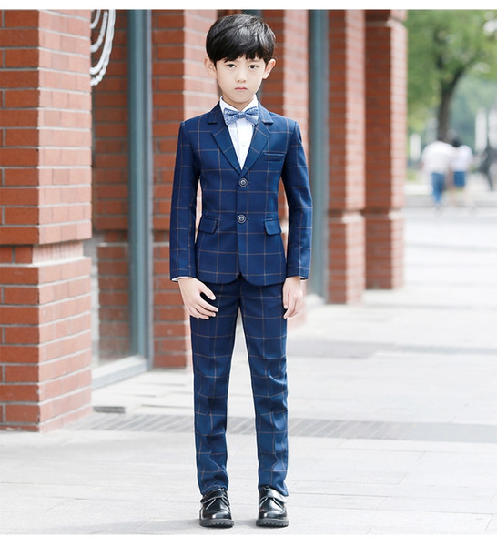 Boys suits for weddings Kids Prom Suits Dark Blue Wedding Suits Kids tuexdo Big Children Clothing Set Boy Formal Classic Costume