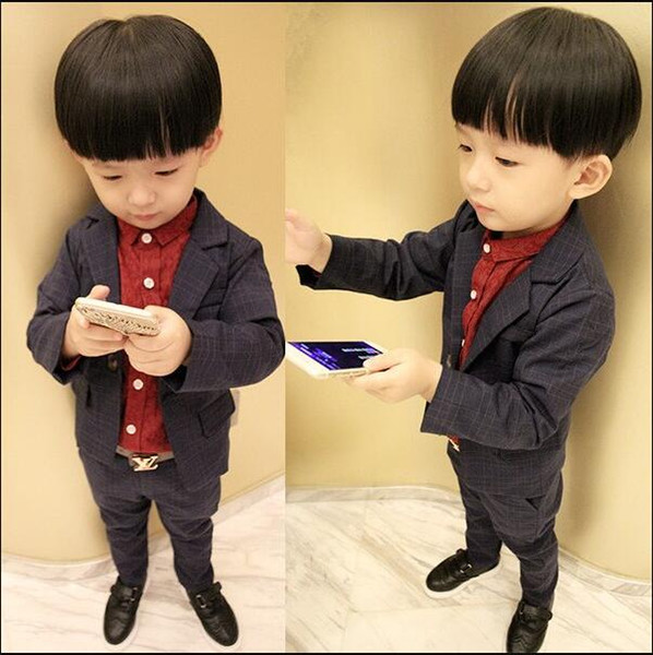 3pcs/set dark blue Children Suit Baby Boys Suits Blazer Boys Formal Suit For Wedding Boys Clothes Set Jackets+shirt+pants 3-10Y