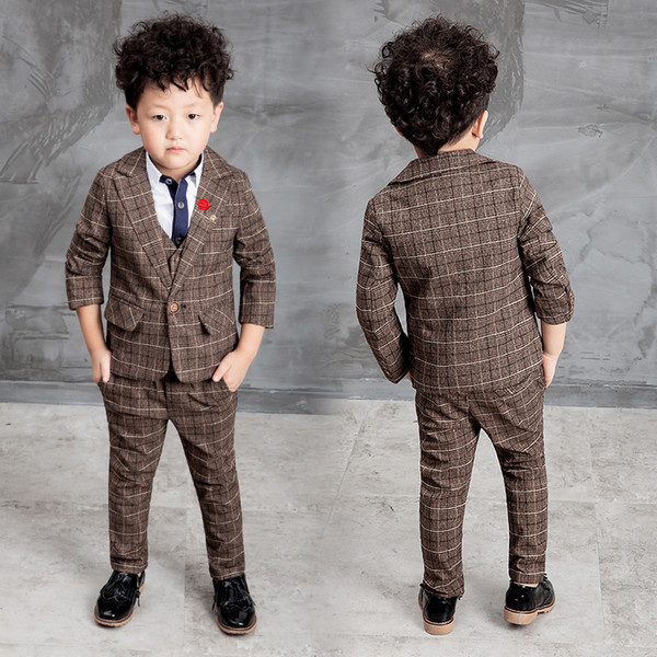 New Children Suit Baby Boys Suits Kids Blazer Boys Formal Suit For Weddings Boys Clothes Set Jackets+Vest+Pants 3pcs 2-10Yv