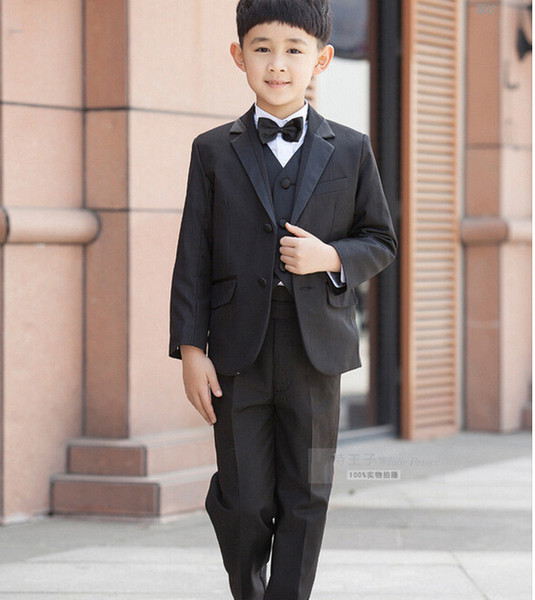 New Fashion Kids Boy Suit Black Boy Wedding Suit Formal Baby Boy Blazer Suit 5-Piece F 1018