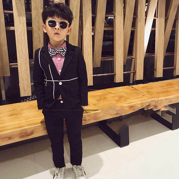 Boy Suit Small Suit Children's Wear Characteristics of New Fund of Autumn Winters Ribbon Suit Covered 2 Times Kids Suits