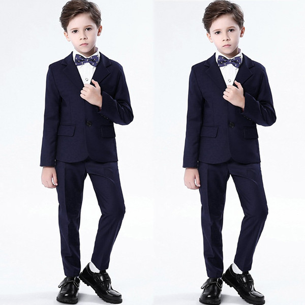 New Fashion Beautiful Children Kids Boys Show Colorful Formal Suits Coat+Pants+Bow Tie+Shirt Suit Set