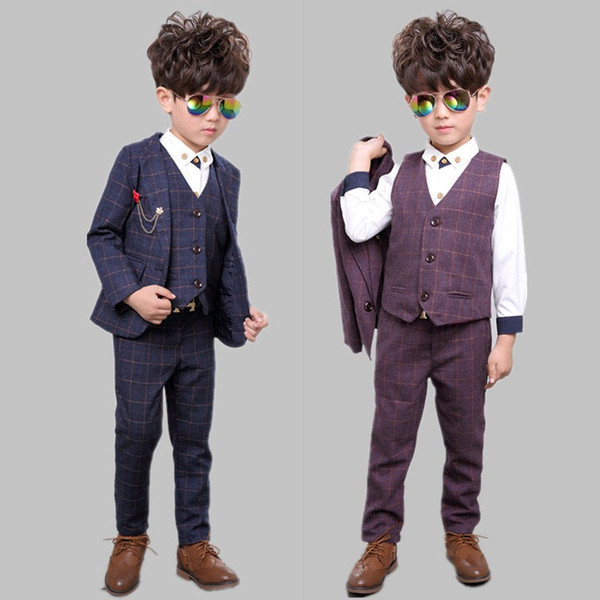 Children Suit Boys Wedding Suits Kids Blazer Boys Formal Suit For Weddings Boys Clothes Set Jackets+Vest+Pants 3pcs