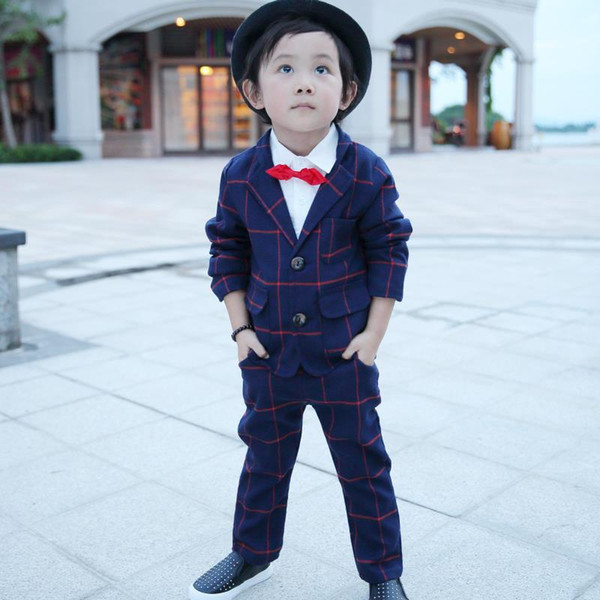 School uniform Weddings Dress for boys Formal Birthday Party Suits for Blazer Pants 2Pcs Kids Gentleman Gift Clothing Sets S15