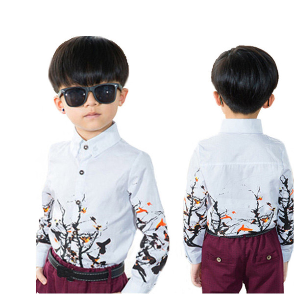 Flower Boys Blouse & Shirts Kids Long sleeve Spring Autumn Children Clothing Baby Boys Party Wedding Dress Blouses shirts S24