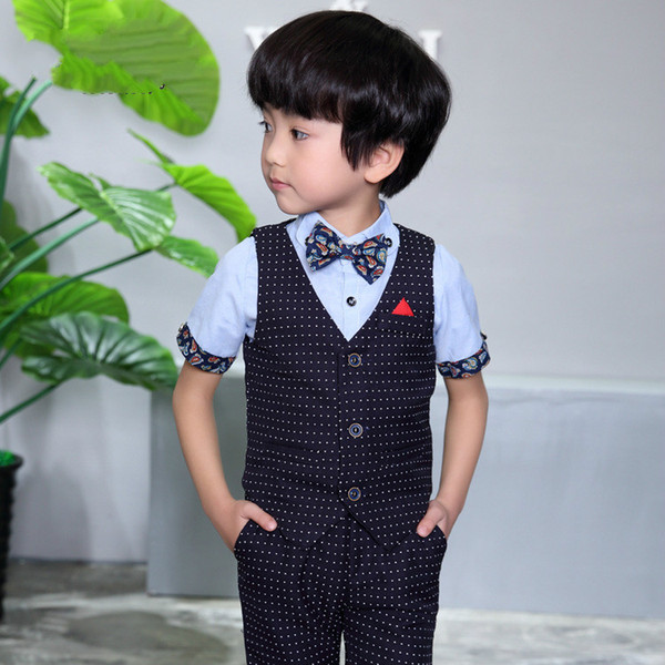 Baby Boys Suit Jackets 2018 New Cotton Dot Vest Shorts 2 Piece Kids Suits Boy Wedding Blazer Infantil Chlidren Clothing 6sb001