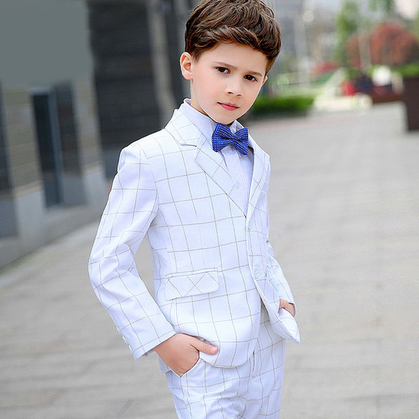 British White Fashion Baby Boys Kids Blazers Boy Suit For Weddings Prom Formal Dress Wedding Boy Suits Enfant Garcon Mariage