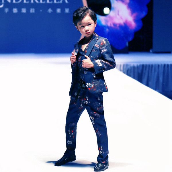 Baby Kids Blazers Suit for Prom Daily Casual Single Breasted Boy's Suit Flower Cool Boy Casual Cloth X1005