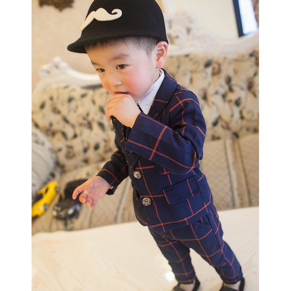 Kids Blazer Baby Boys Suit Jackets 2018 Spring Cotton Coat Pants 2 Piece Boy Suits Formal For Wedding Chlidren Clothing 3sb012