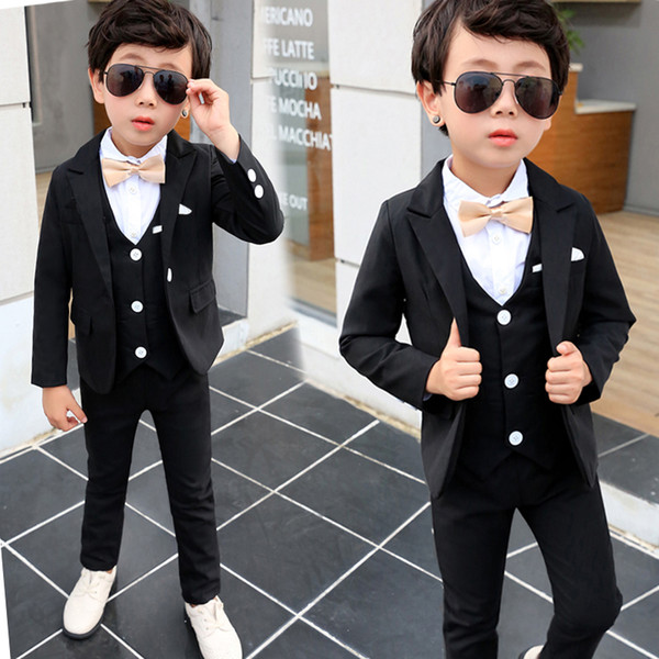 5Pcs Fashion boys blazers boys clothes formal kids blazer Kids Prom outerwear Black Weddings Suit For 2-8Yrs New Arrival