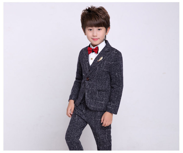 Formal Boys Clothing winter boys Suit 3 pcs suit +pants+vest Children Kid Clothes Suits Formal Wedding Party clothes